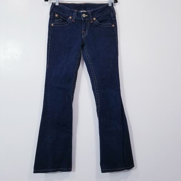True Religion Jeans Joey Low Rise Bootcut Dark Wash Blue Denim - Picture 1 of 11